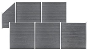Pannelli Recinzione Wpc 5 Quadrati 1 Inclinato 965x186 Cm Grigi /