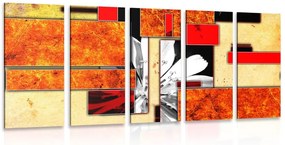 Quadri 5 pezzi – Astrazione floreale arancione