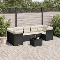 Set Divani da Giardino con Cuscini 8 pz Nero in Polyrattan 3217286