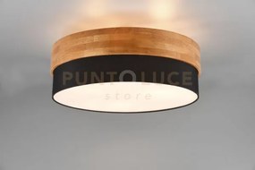 Seasons plafoniera legno naturale e paralume nero d. 50cm 3 luci at...