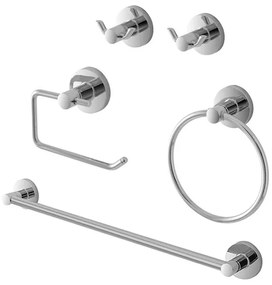 Set accessori a muro 5 pezzi in metallo cromato e ABS viti incluse Sprint