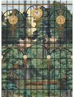 Mindthegap Carta da parati The Station View - Green/ Blue/ Gold