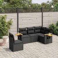 Set Divani da Giardino 5 pz con Cuscini in Polyrattan Nero 3226811