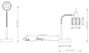 Globo 54356-1T - Lampada da tavolo KRIS 1xE14/40W/230V