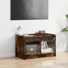 Mobile porta tv con ante in vetro rovere fumo 68x37x42 cm