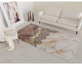 Tappeto lavabile marrone cognac e crema 180x120 cm - Vitaus