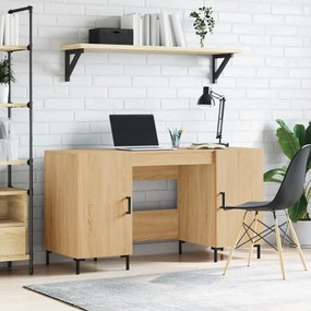 Scrivania Rovere Sonoma 140x50x75 Cm İn Legno Multistrato /
