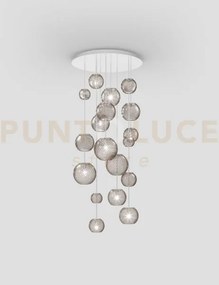 Oto sospensione r55 fume' rigato bianco opaco 9 luci attacco g9