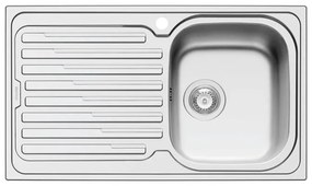 Lavello integrato 1 vasca con gocciolatoio a sinistra DELINIA Amaltia inox L 50 x L 86 cm argento
