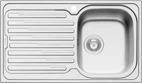 Lavello integrato 1 vasca in inox argento DELINIA Amaltia L 50 x L 86 cm, sgocciolatoio a sinistra