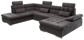 Divano angolare color antracite allungabile e con contenitore (con penisola a sinistra/a U) Merkur – Ropez
