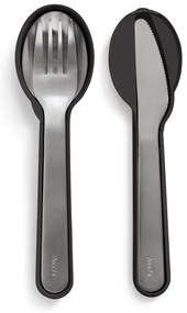 Set di posate da viaggio nero/argentato in acciaio inox 3 pz To Go – Lékué