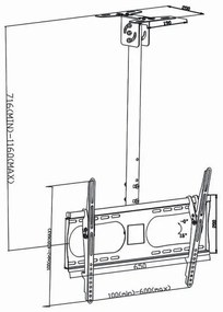 Nedis TVCM1350BK - Supporto da soffitto per TV 42-65”