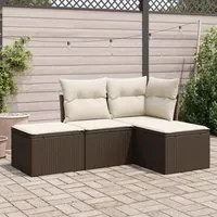 Set Divano da Giardino 4 pz con Cuscini Marrone in Polyrattan 3249322