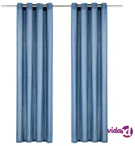 vidaXL Tende con Anelli in Metallo 2 pz in Cotone 140x245 cm Blu