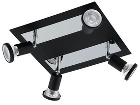 Spot Moderno Sarria In Acciaio Nero 4 Luci Gu10 4,5W Ip20