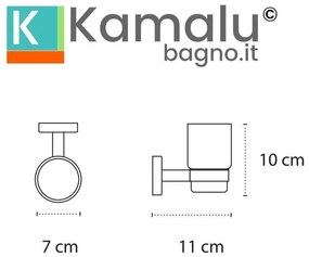 Kamalu - portaspazzolini a muro con dettagli in abs bianco e bicchiere in vetro | nico-b