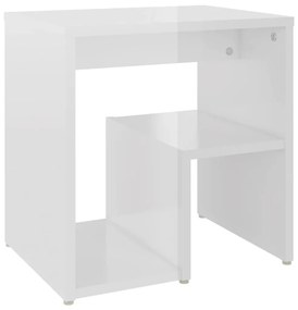 Comodini 2 pz bianco lucido 40x30x40 cm in legno multistrato