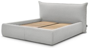 Letto matrimoniale in grigio chiaro imbottito con spazio contenitivo con griglia inclusa 160x200 cm Jade – Bobochic Paris