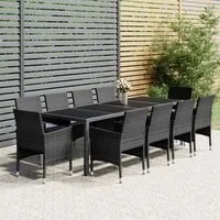 Set da Pranzo per Giardino 11 pz in Polyrattan Grigio cod mxl 41766