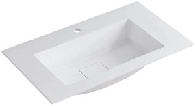 Lavabo a incasso rettangolare vasca centrale L 90.5 x H 15 x P 46 cm in resina bianco opaco