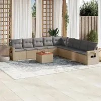 Set Divano da Giardino 10 pz con Cuscini Beige in Polyrattan 3224610