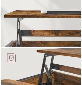 Tavolino da salotto con piano sollevabile NYRO marrone/nero