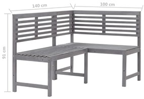 Set da Bistrot 4 pz in Legno Massello di Acacia Grigio