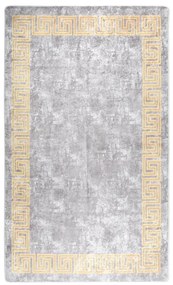 Tappeto Lavabile Grigio e Oro 150x230 cm Antiscivolo