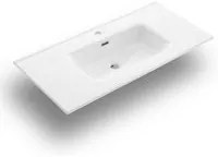 Lavabo da incasso vasca tonda bianco in ceramica 100x46,5 cm