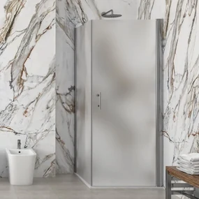 Kamalu - Box doccia 90x80 fisso 90 battente 80 vetro satinato altezza 200h | KS2800FAO