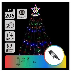 Aigostar - Decorazione natalizia LED RGBY da esterno 206xLED/6W/230V 2m IP44