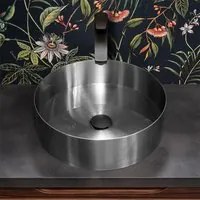 Lavabo da appoggio tondo 40 cm in acciaio inox satinato | Goya