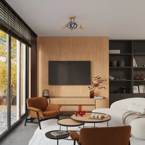 Sollux SL.1478 - Lampadario a plafone EMBER 5xE27/15W/230V nero/beige/faggio