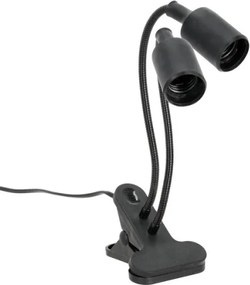 Lampada da tavolo flessibile con clip per piante PLANTY 2xE27/30W/230V nera