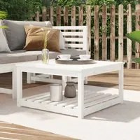 Tavolo da Giardino Bianco 82,5x82,5x45cm Legno Massello di Pino 824142