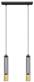 LED Lampadario su corda BARS 2xGU10/4,8W/230V nero/dorato