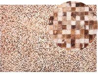 Tappeto tappetino Marrone Pelle Bovina 160 x 230 cm Patchwork Fatto a Mano Moderno Boho