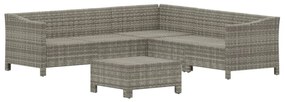 Set divani da giardino 6 pz con cuscini in polyrattan grigio