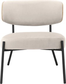 Poltrona in velluto crema con poggiapiedi Jerry - Støraa