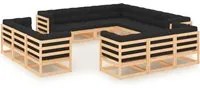 Set Salotto Giardino 13pz Cuscini Antracite Legno Massello Pino 3083865