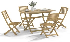 Set Da Pranzo Per Giardino 5 Pz İn Legno Massello Di Acacia /