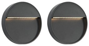 Lampade Da Parete Da Esterno A Led 2 Pz 3 W Nere Rotonde /