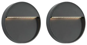 Lampade Da Parete Da Esterno A Led 2 Pz 3 W Nere Rotonde /