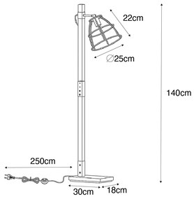Lampada da terra industriale grigio scuro con legno - Arthur