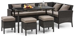 blumfeldt Titania Dining Lounge Set Mobili da Giardino nero/marrone