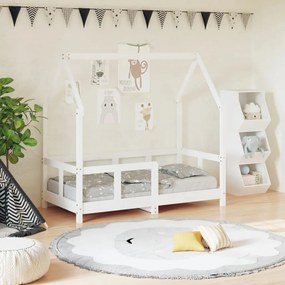 Giroletto Per Bambini Bianco 70x140cm İn Legno Massello Di Pino /