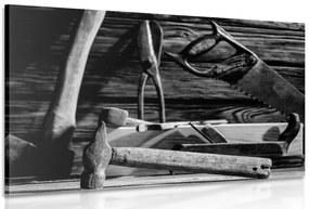 Quadro su tela – Attrezzi da carpentiere in bianco e nero