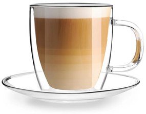 Set di 2 tazze in vetro a doppia parete con piattino , 250 ml Amo - Vialli Design