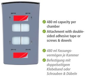 Dispenser di sapone in plastica bianco da parete 0,96 l Tartas - Wenko